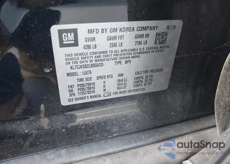 2020 Chevrolet Trax Fwd Ls from USA, damaged, VIN KL7CJKSB2LB050425